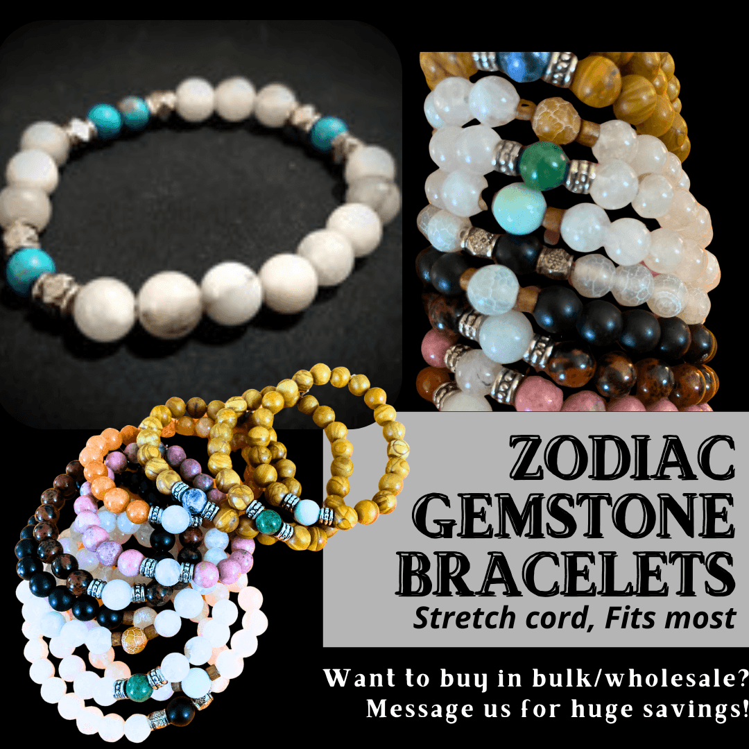 Zodiac Gemstone Bracelets l CUSTOM WORK OR SURPRISE ME SET w/FREE sticker included. - Winter Island Trading Co.