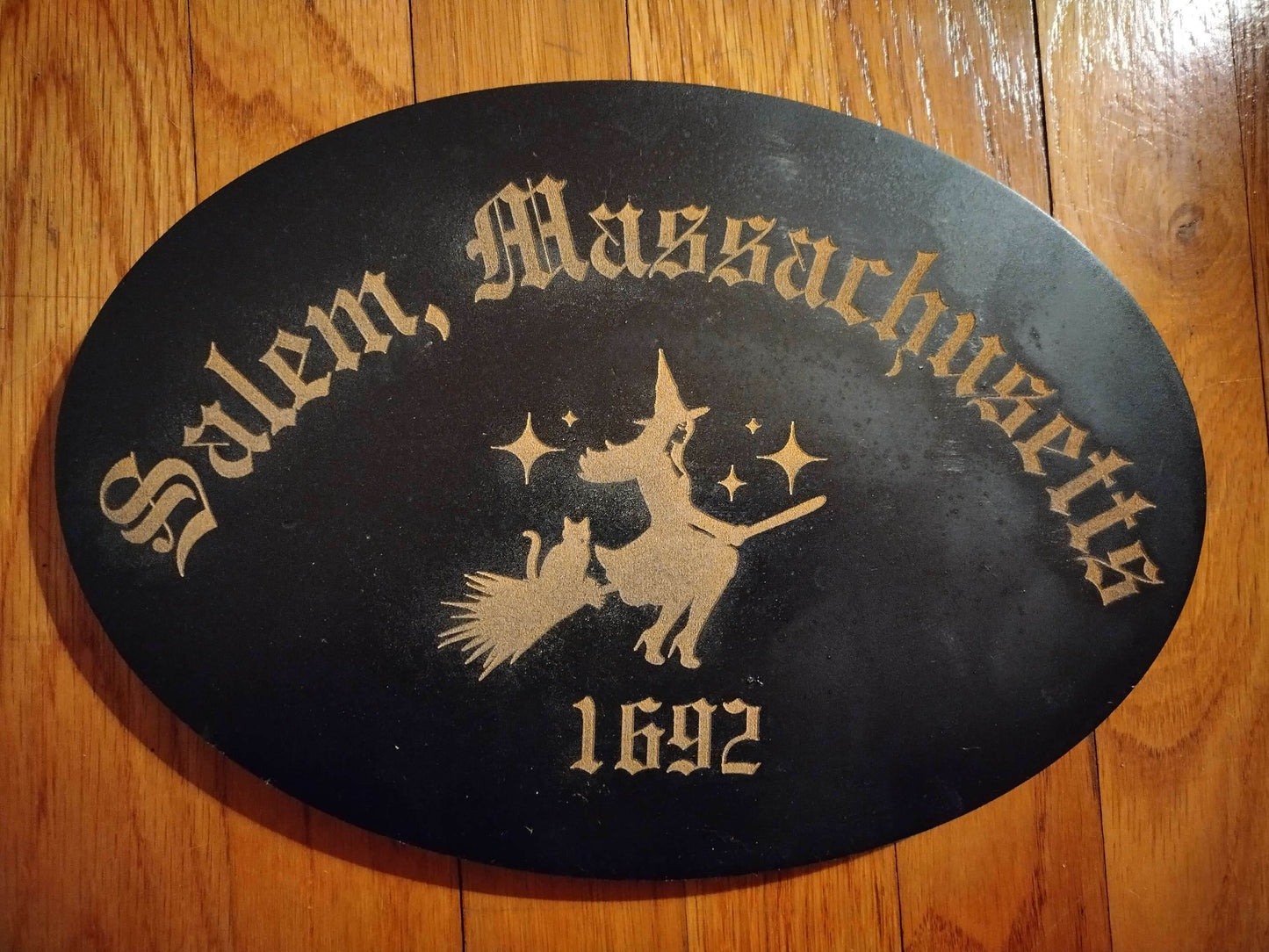 Oval Wood Witch Sign Various Colors - Winter Island Trading Co.