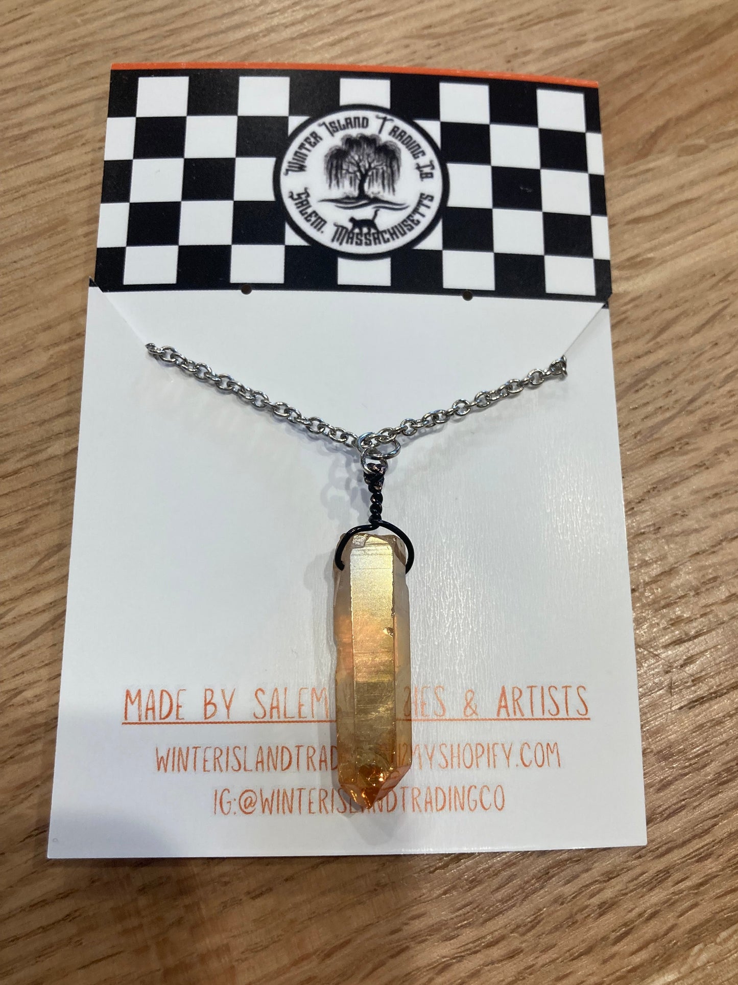 Aura Quartz Point Silver Necklace