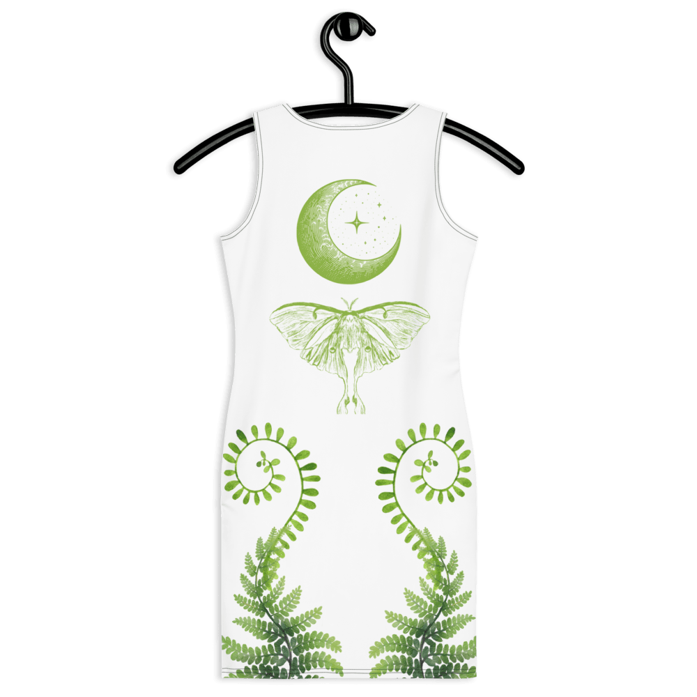 Moth Moon & Fern White Summer Bodycon dress - Winter Island Trading Co.