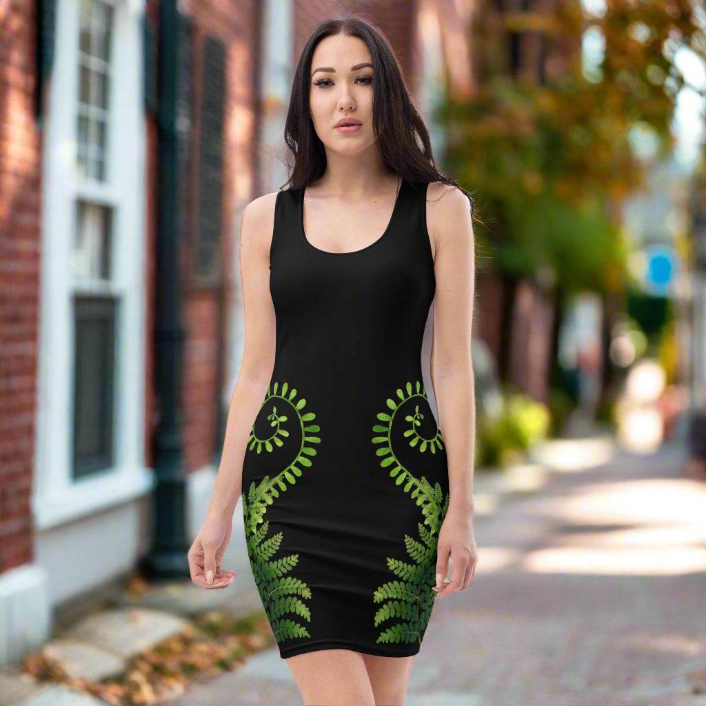 Moon & Moth Botanical Fern Bodycon dress - Winter Island Trading Co.