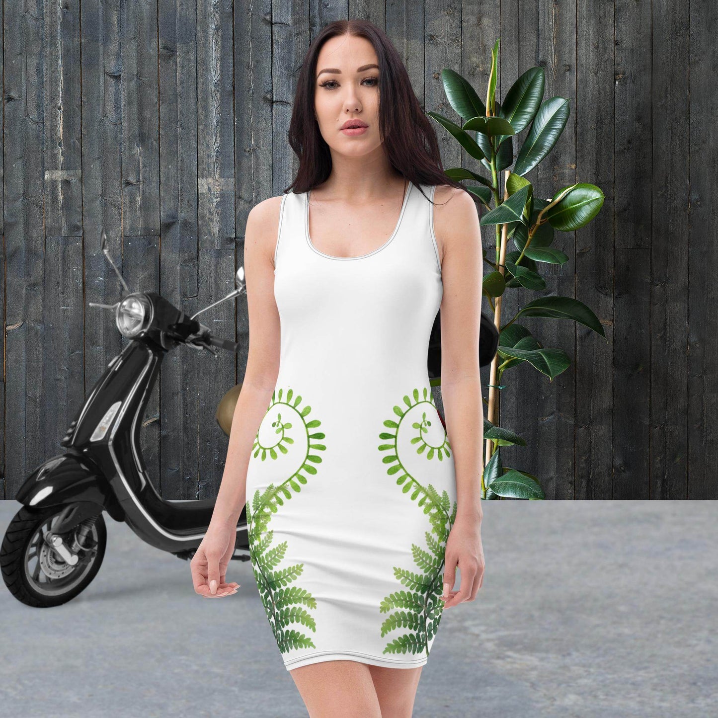 Moth Moon & Fern White Summer Bodycon dress - Winter Island Trading Co.