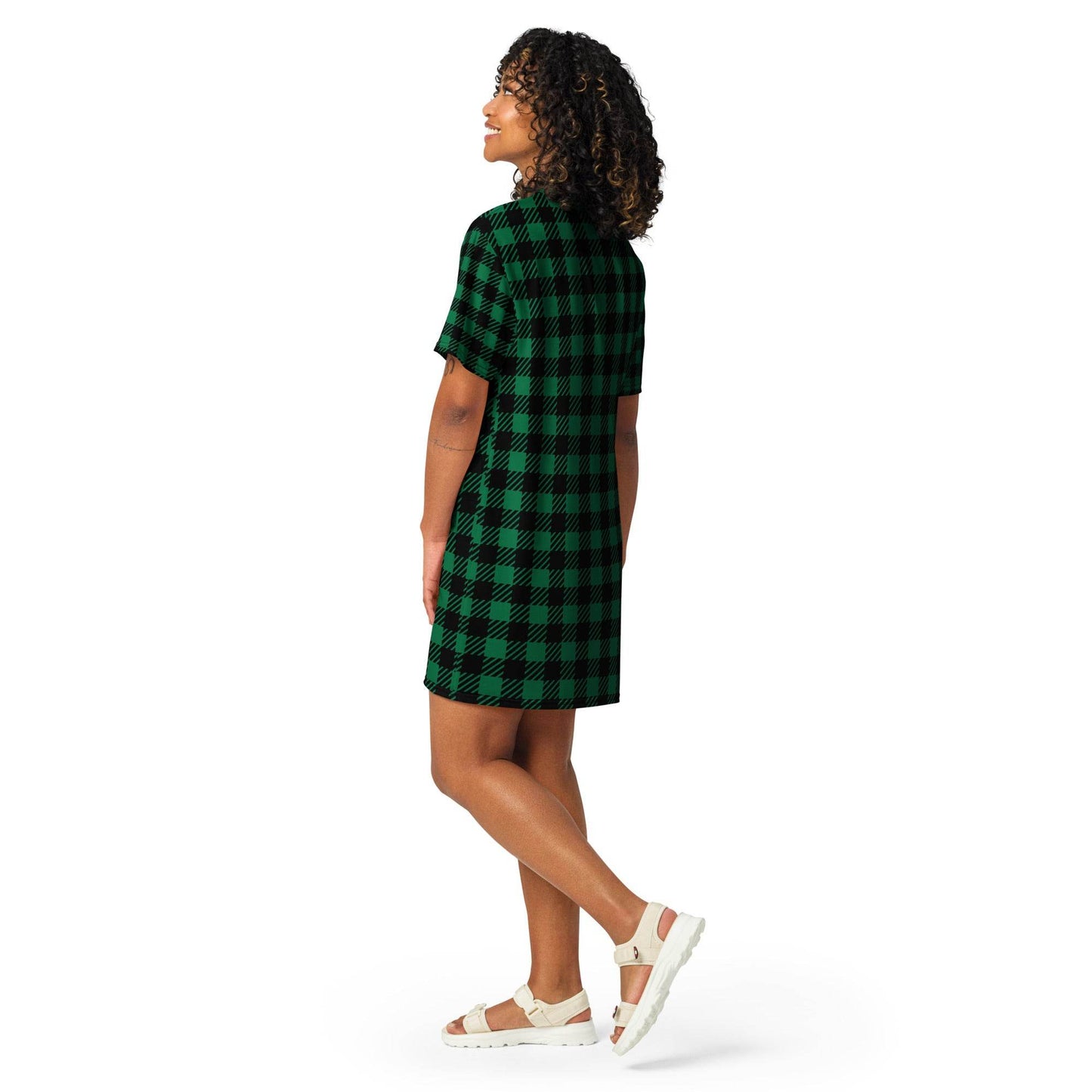 WITC Plaid Green Oversized T-shirt dress, Sleep Shirt, Beach Dress - Winter Island Trading Co.