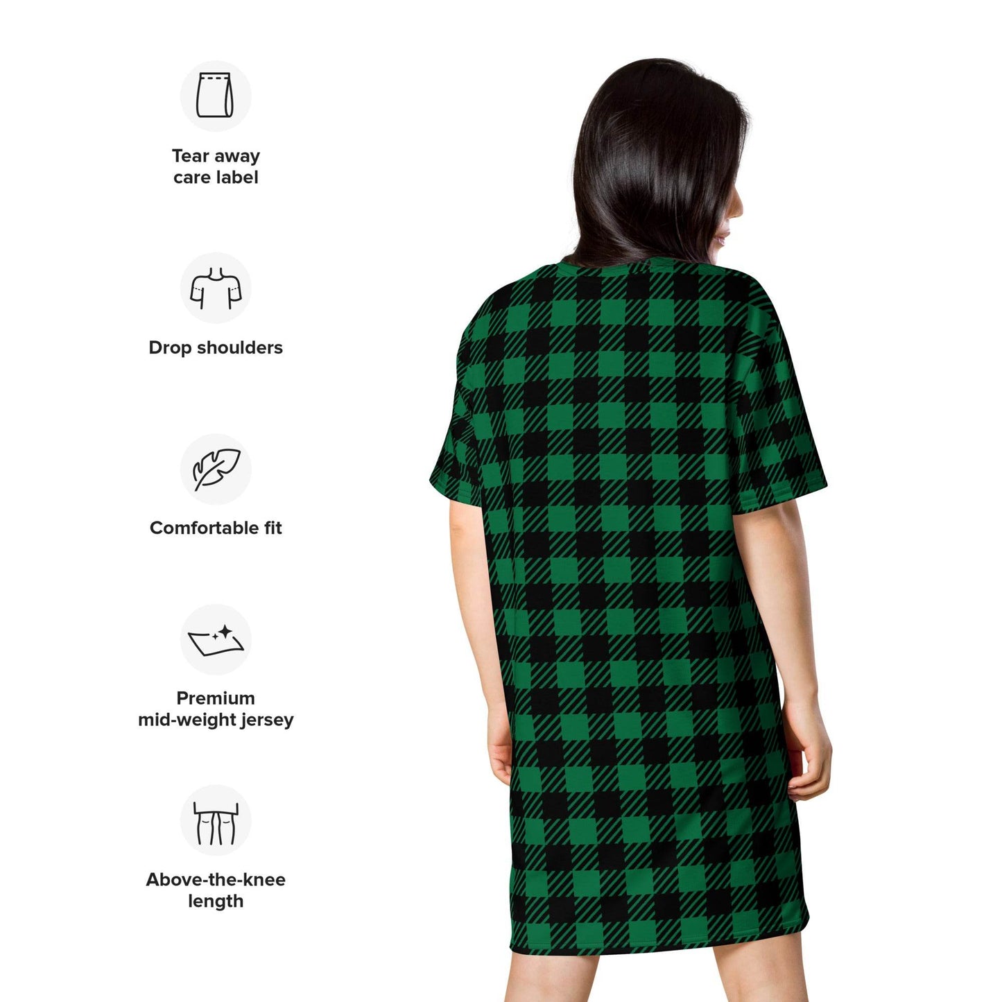 WITC Plaid Green Oversized T-shirt dress, Sleep Shirt, Beach Dress - Winter Island Trading Co.