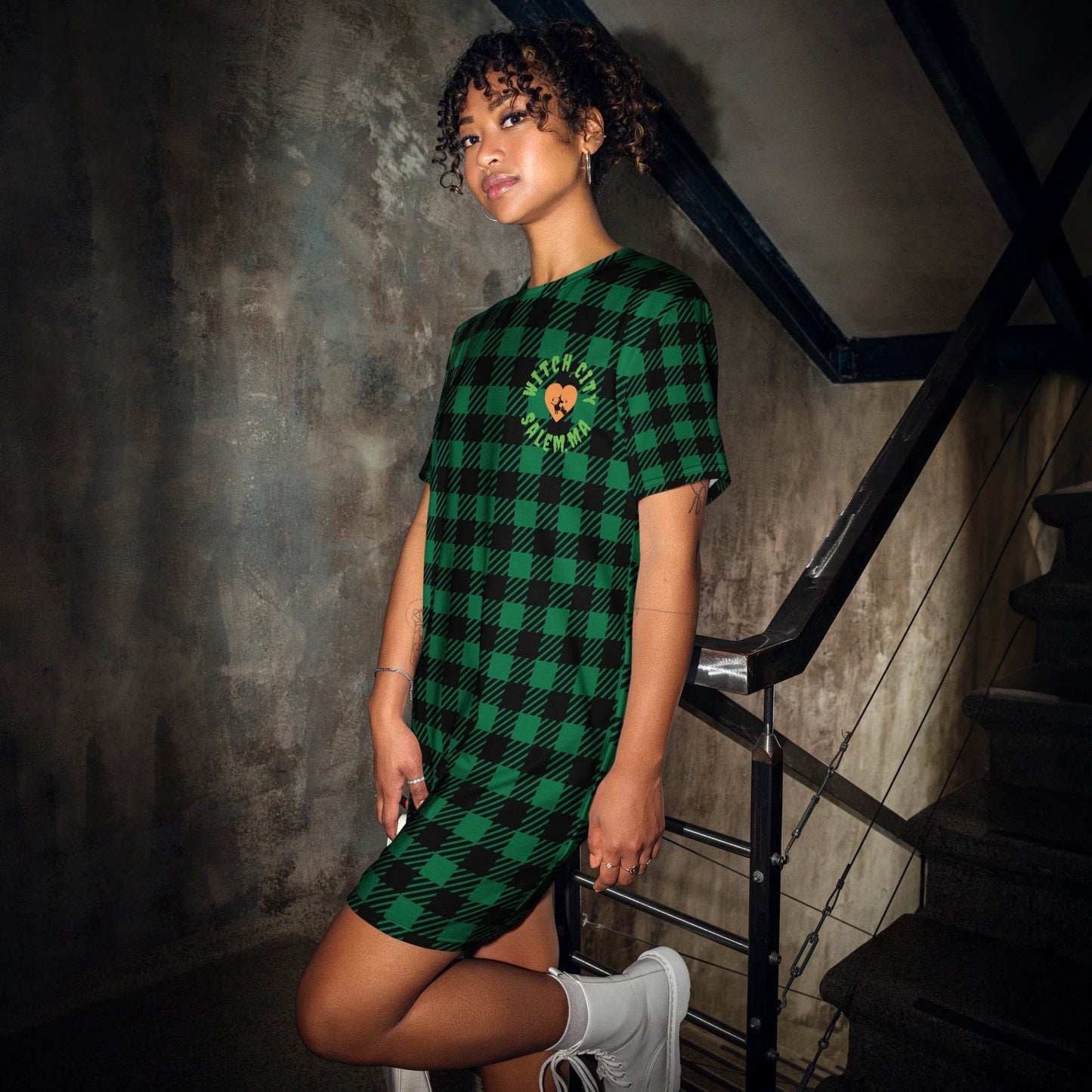 Green Plaid Witch City Salem Witch T-shirt dress or Sleep Shirt - Winter Island Trading Co.