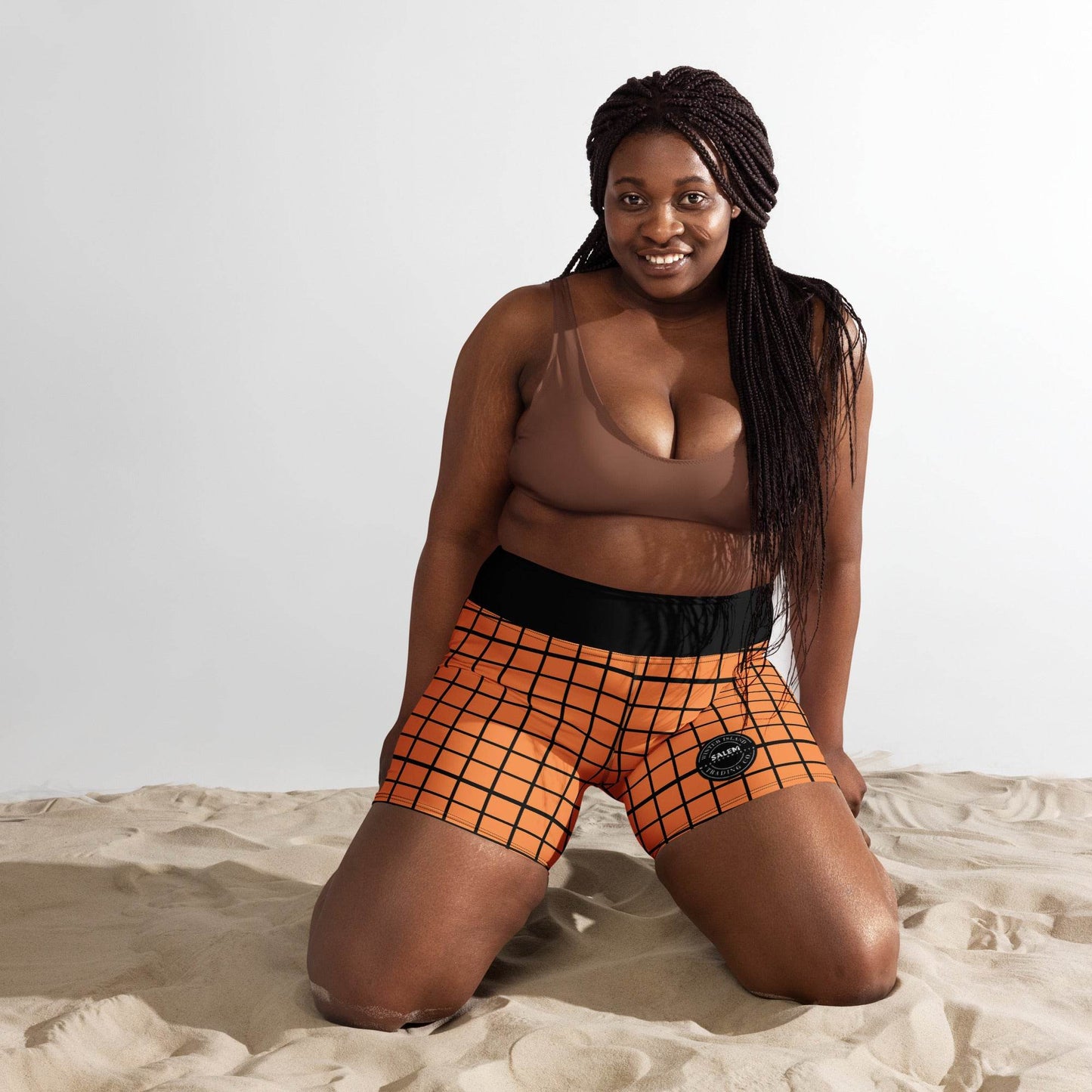 Plaid Spandex Shorts Orange - Winter Island Trading Co.