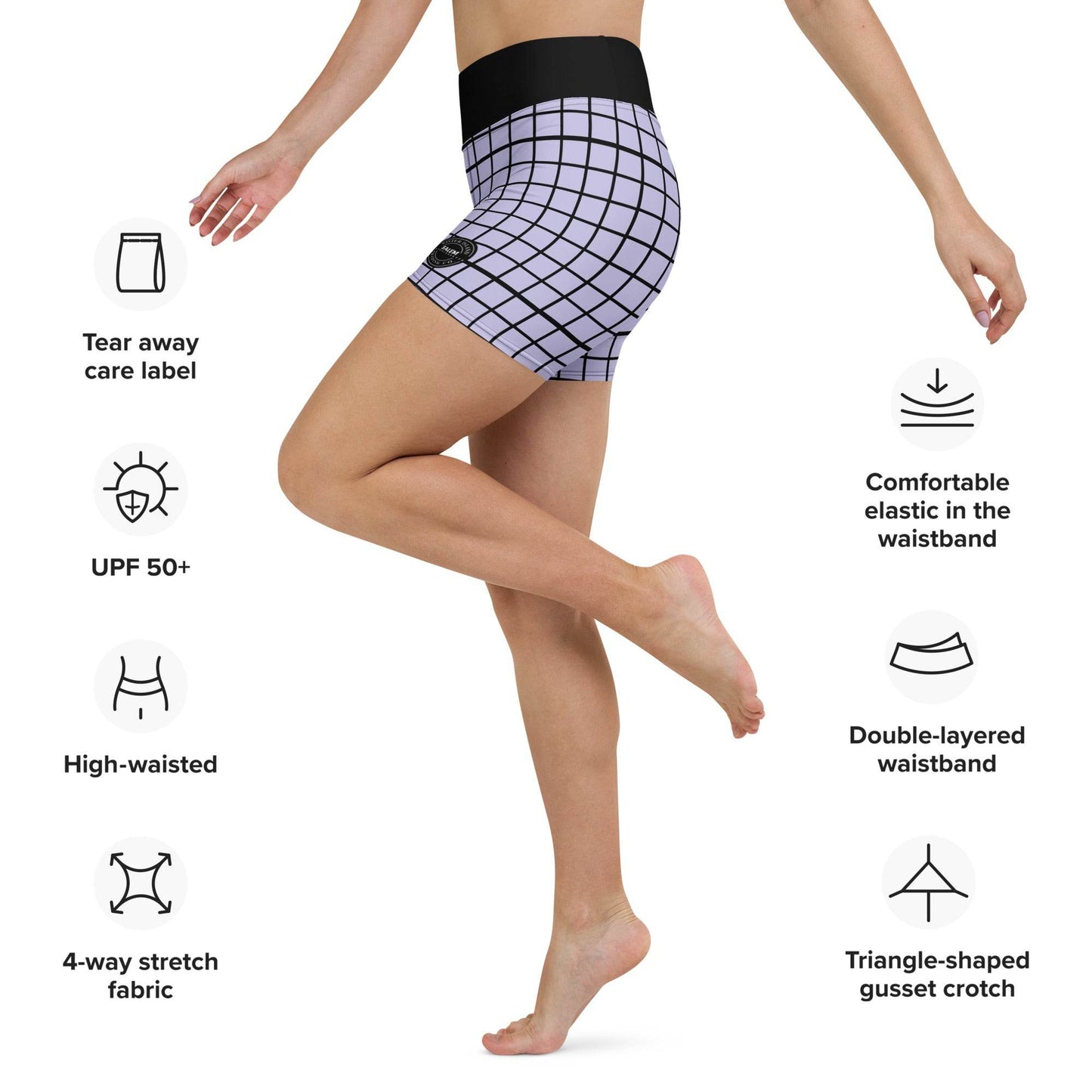 Plaid Spandex Shorts Pastel Lavender Purple - Winter Island Trading Co.