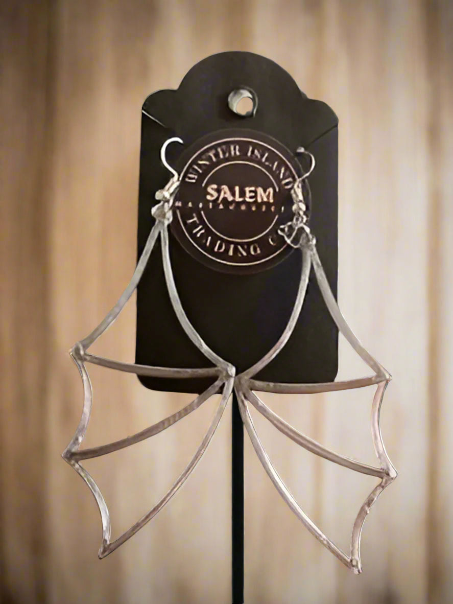 Grey Bat Wing Earrings Large Cutout Style