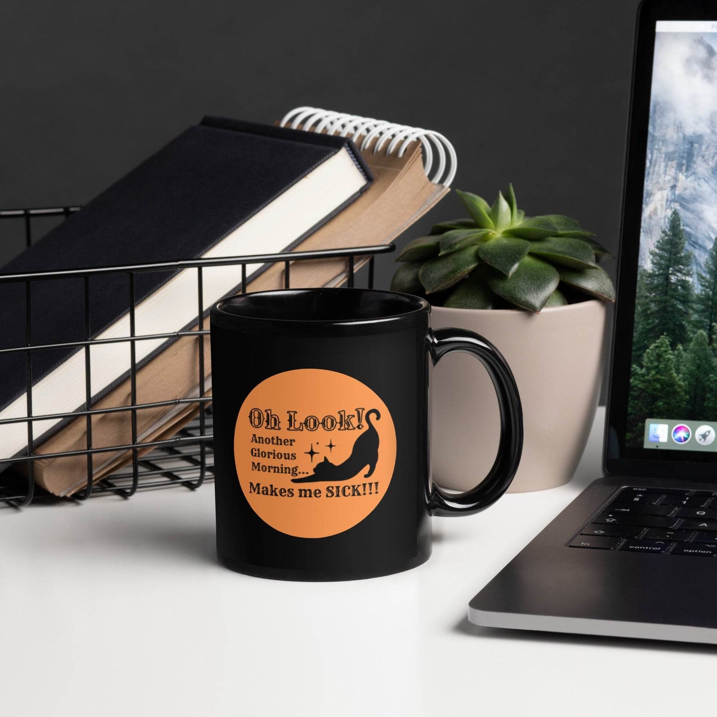 Hocus Pocus Black Cat Black Glossy Mug - Winter Island Trading Co.