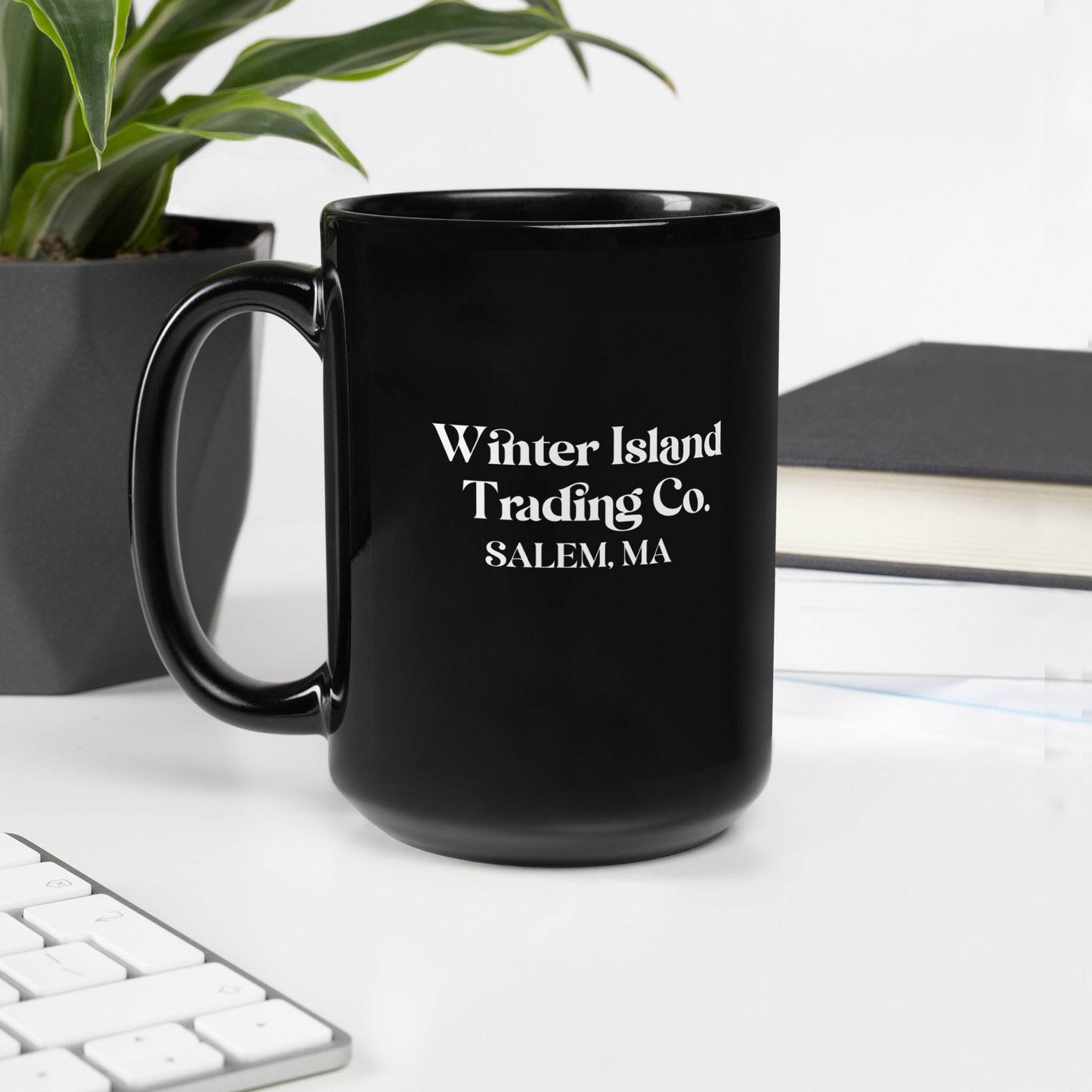 Hocus Pocus Black Cat Black Glossy Mug - Winter Island Trading Co.