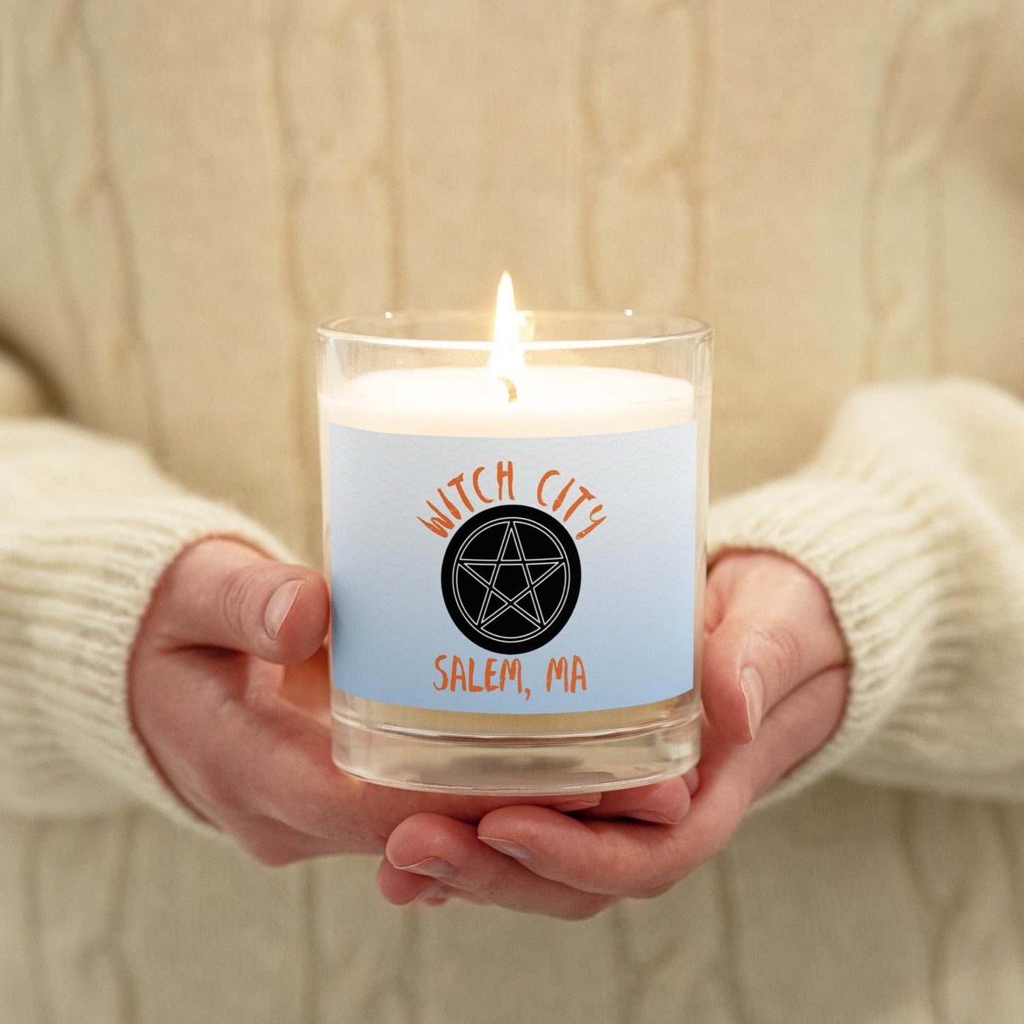 White Protection Candle Glass jar 19oz - Winter Island Trading Co.