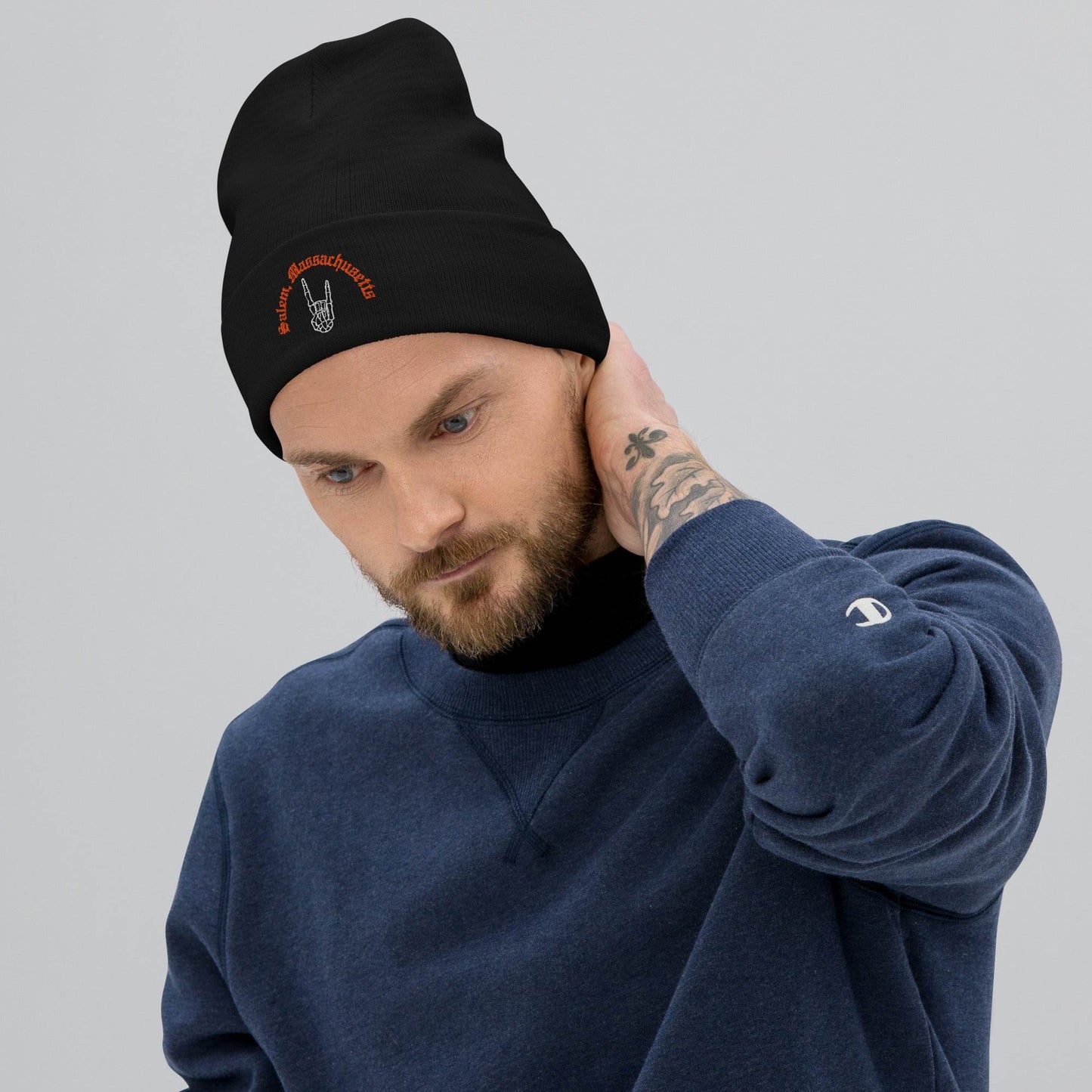 Salem Skeleton Hand Embroidered Beanie - Winter Island Trading Co.