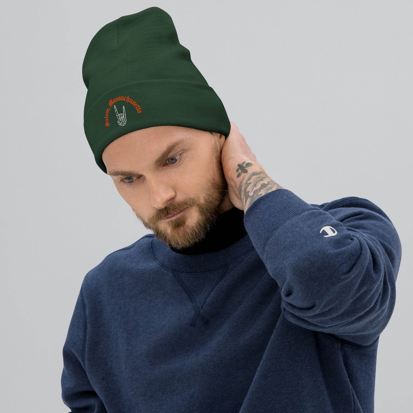 Salem Skeleton Hand Embroidered Beanie - Winter Island Trading Co.