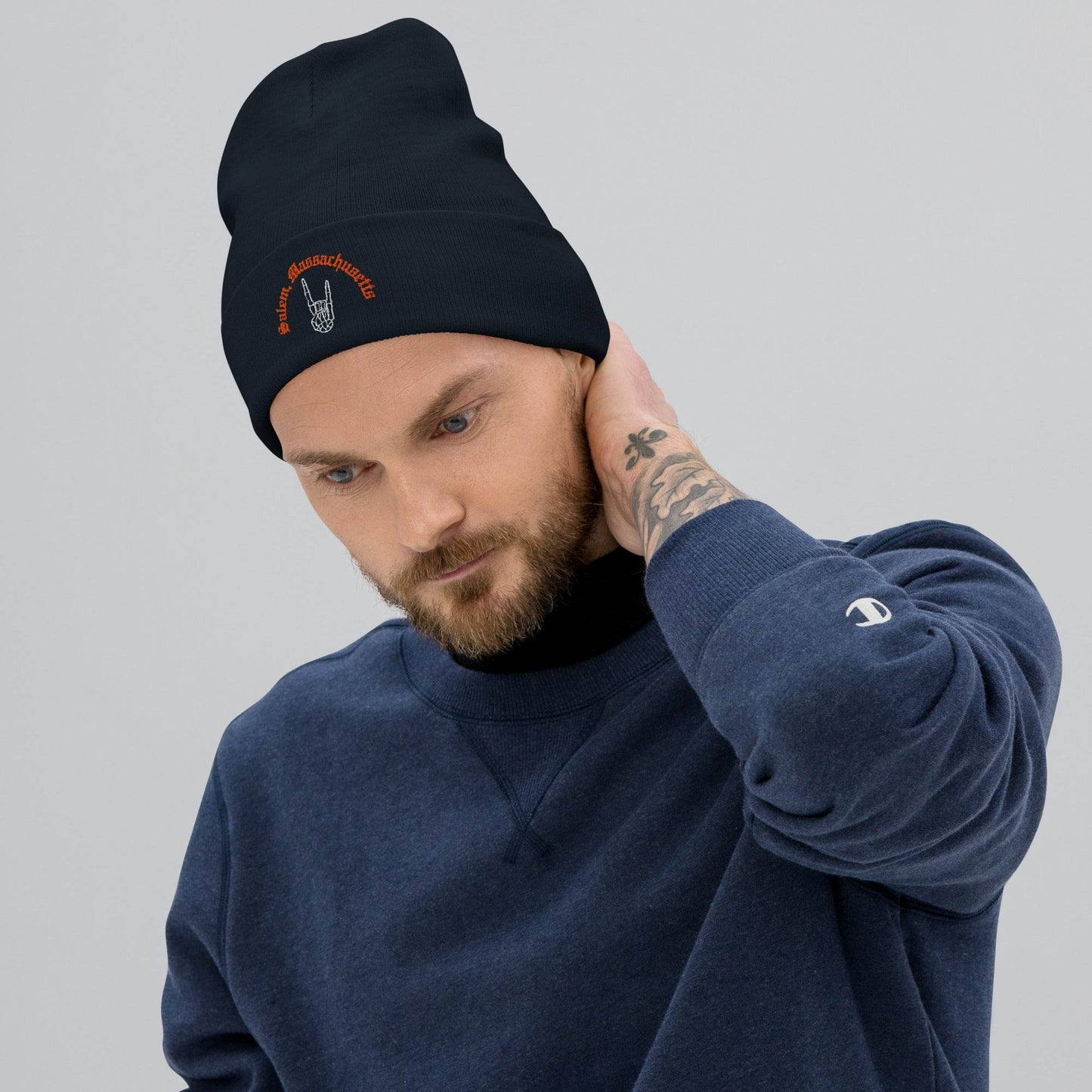 Salem Skeleton Hand Embroidered Beanie - Winter Island Trading Co.