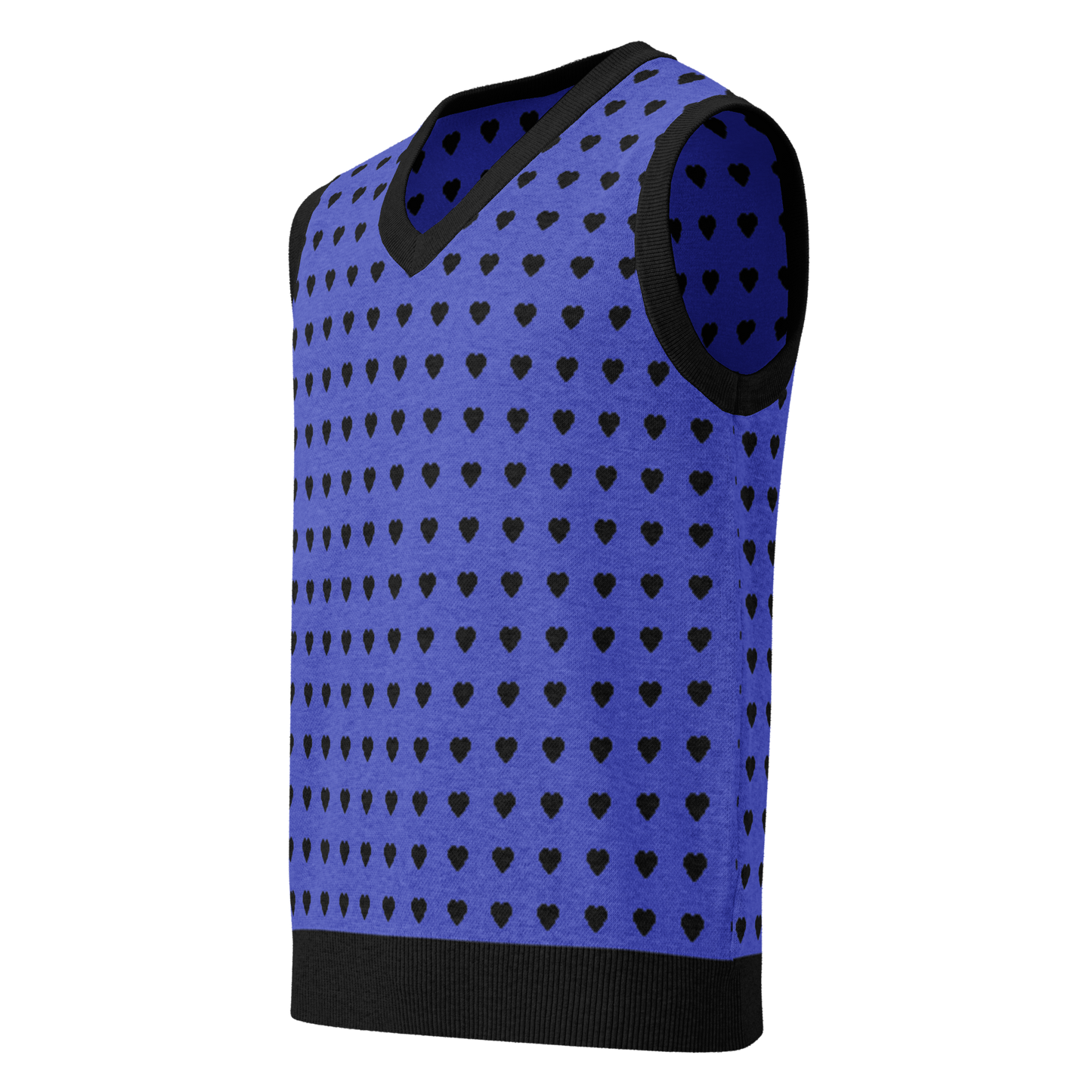 Purple and Black Heart Knit V-neck Sweater Vest