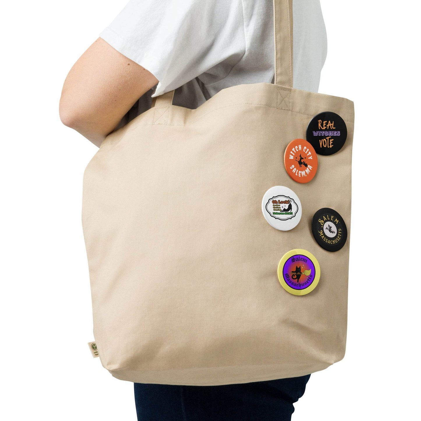 Salem MA Witch Black Cat Themed Set of pin buttons - Winter Island Trading Co.