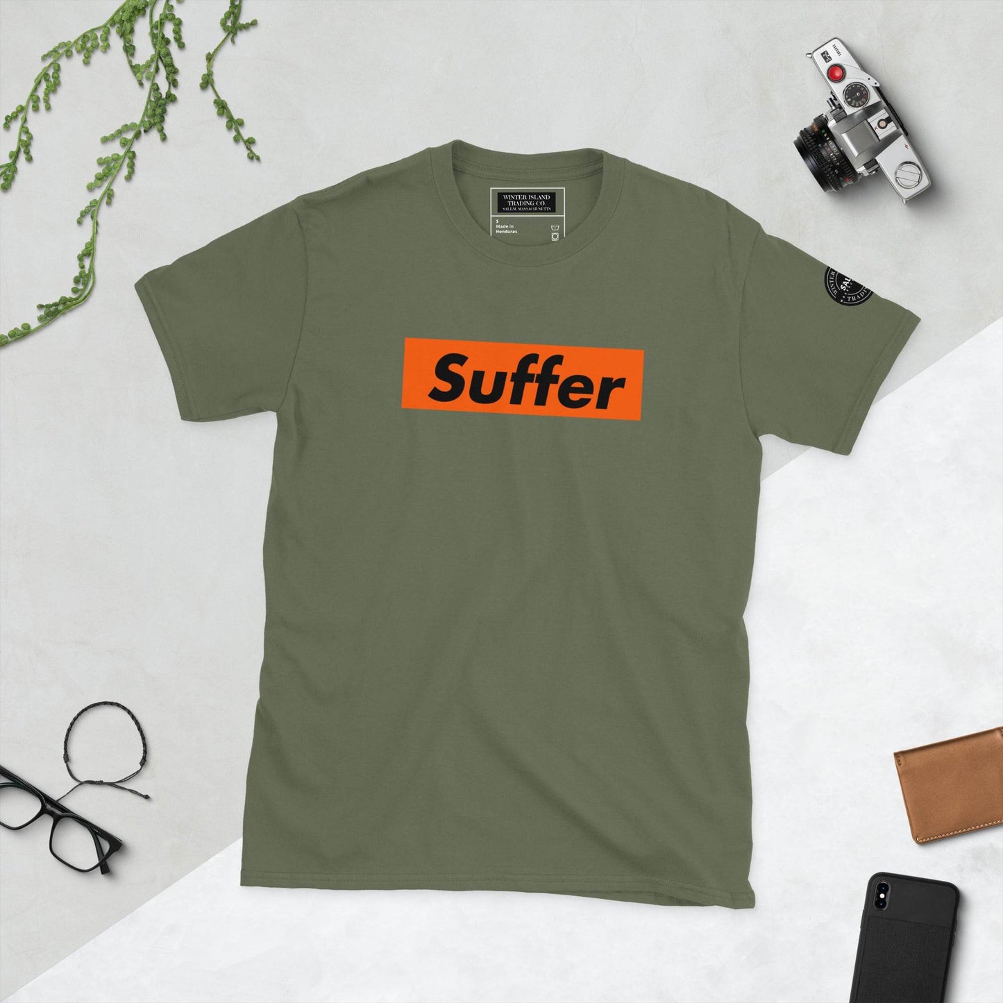 Orange and Black Suffer Brand Short-Sleeve Soft Unisex T-Shirt - Winter Island Trading Co.