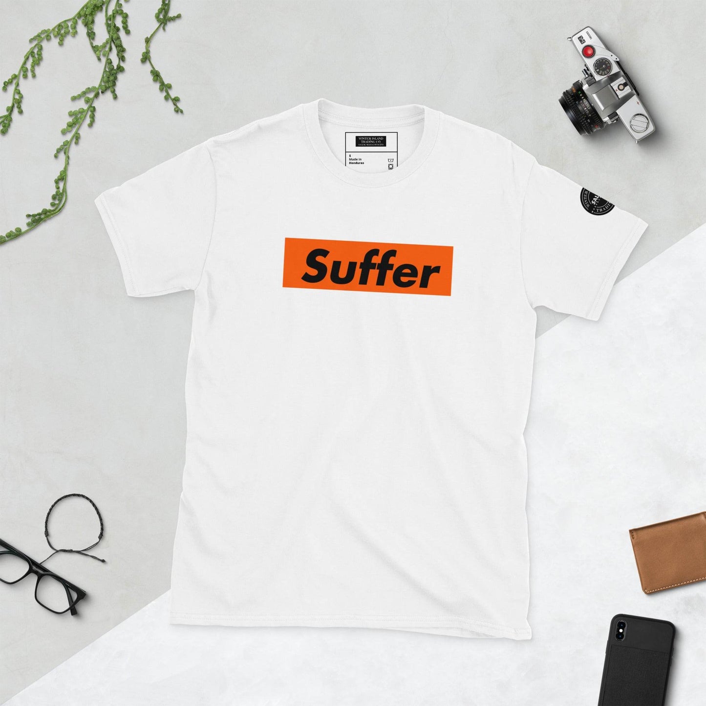 Orange and Black Suffer Brand Short-Sleeve Soft Unisex T-Shirt - Winter Island Trading Co.