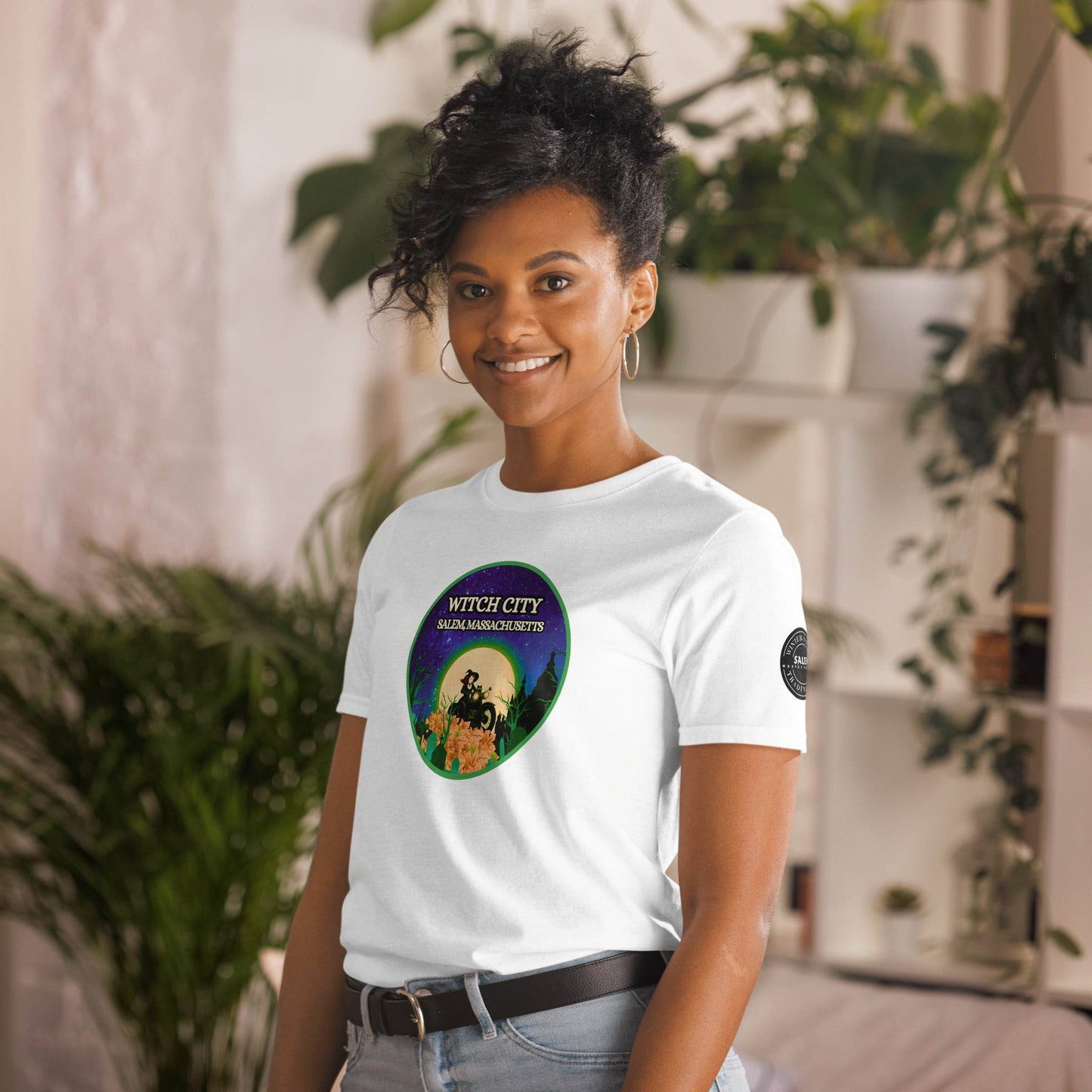 Vintage Motorcycle Witch Green Print Short-Sleeve Soft Unisex T-Shirt - Winter Island Trading Co.