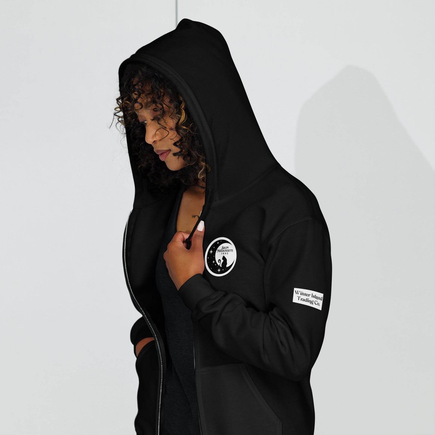 Black Cat Moon Unisex heavy blend zip hoodie - Winter Island Trading Co.