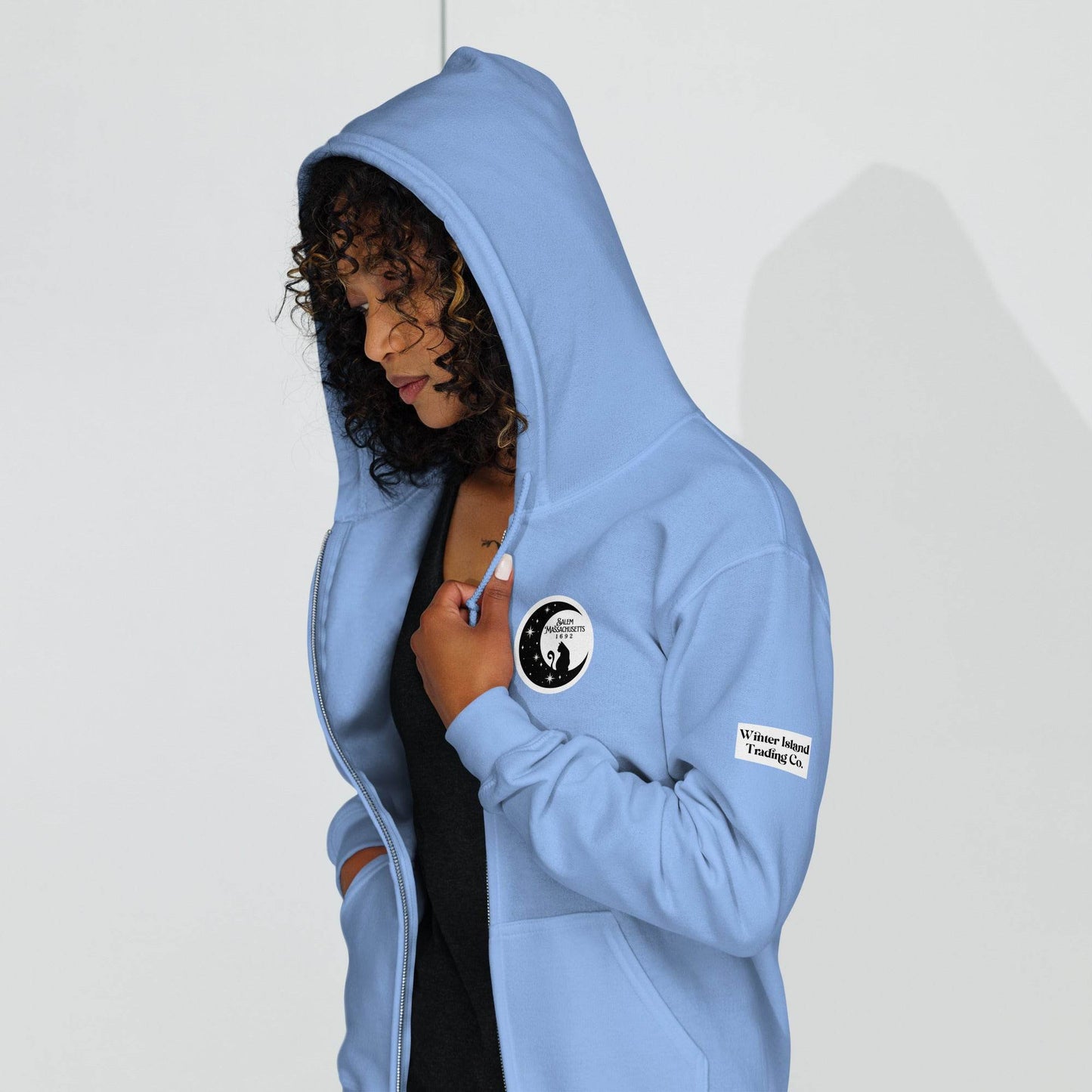 Black Cat Moon Unisex heavy blend zip hoodie - Winter Island Trading Co.