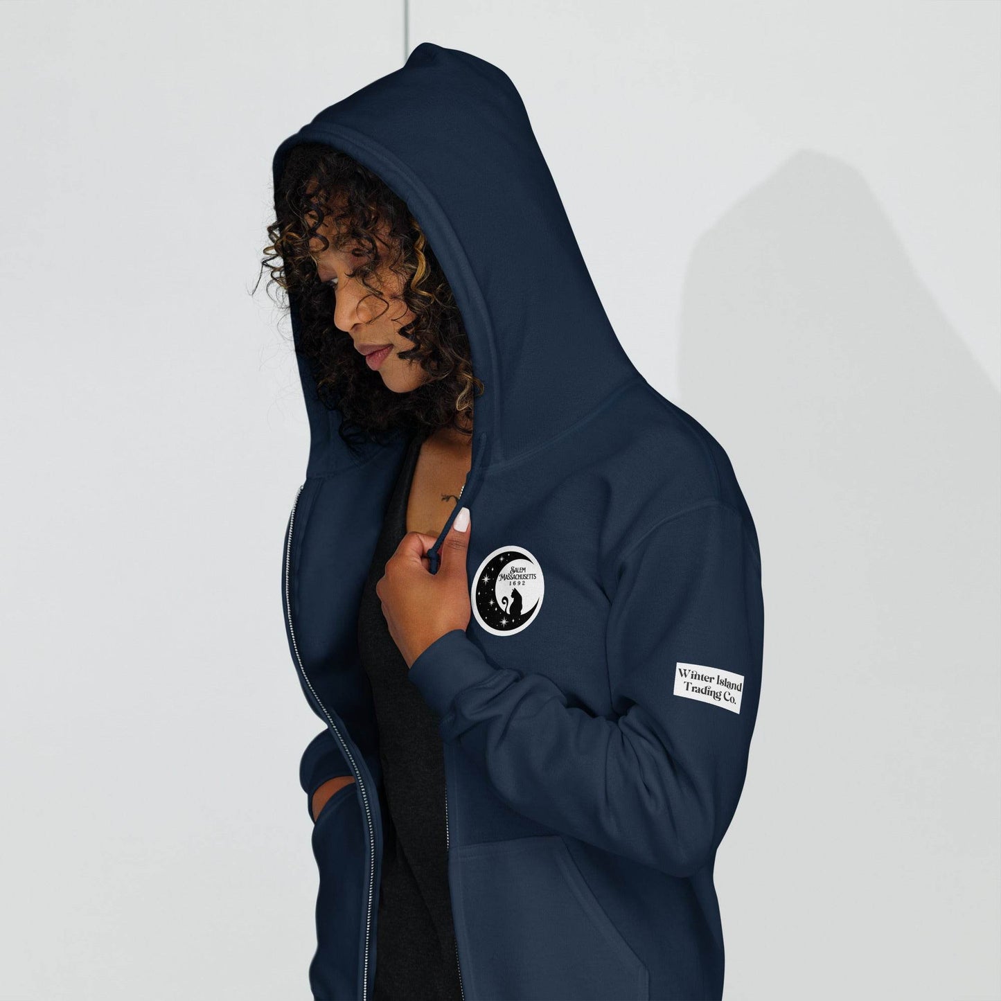 Black Cat Moon Unisex heavy blend zip hoodie - Winter Island Trading Co.