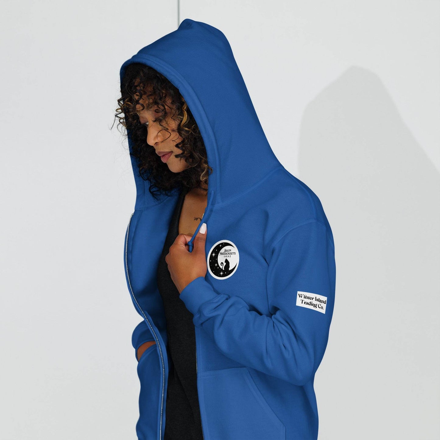 Black Cat Moon Unisex heavy blend zip hoodie - Winter Island Trading Co.