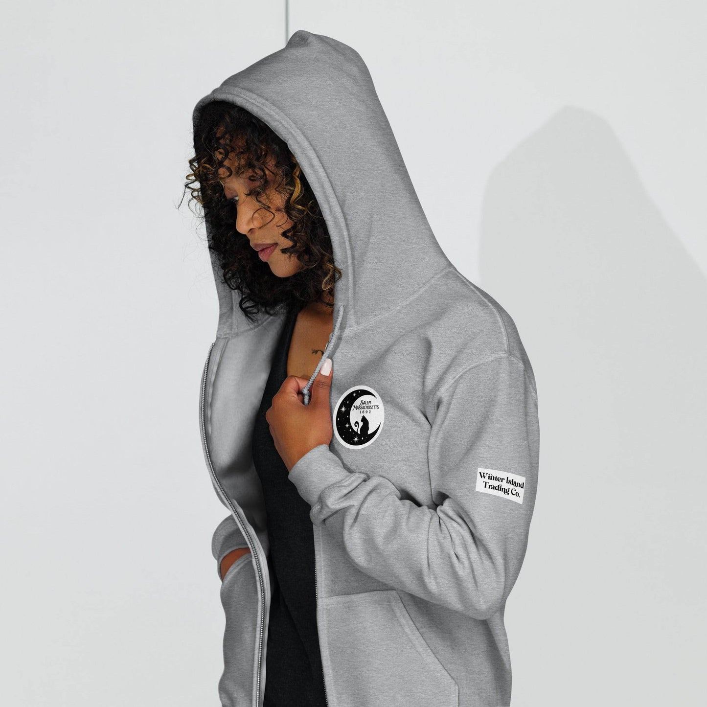 Black Cat Moon Unisex heavy blend zip hoodie - Winter Island Trading Co.