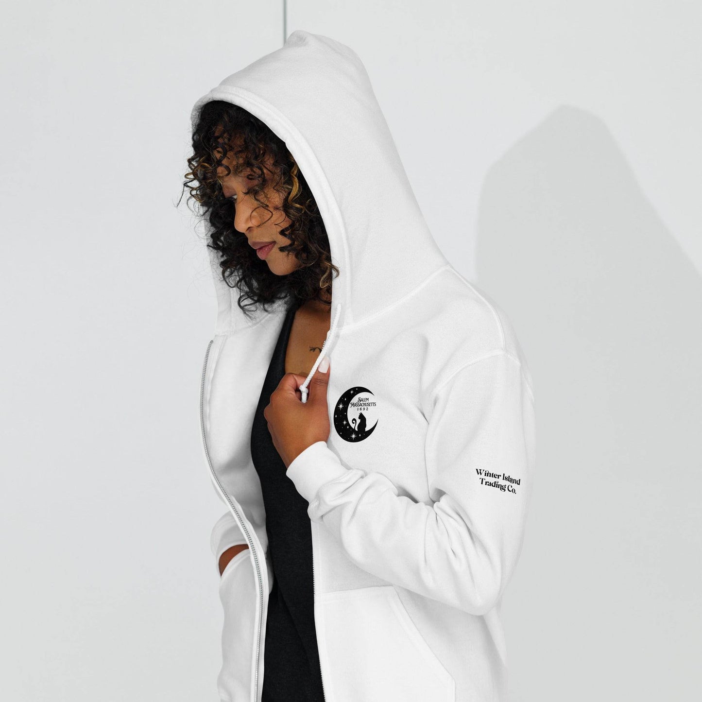 Black Cat Moon Unisex heavy blend zip hoodie - Winter Island Trading Co.