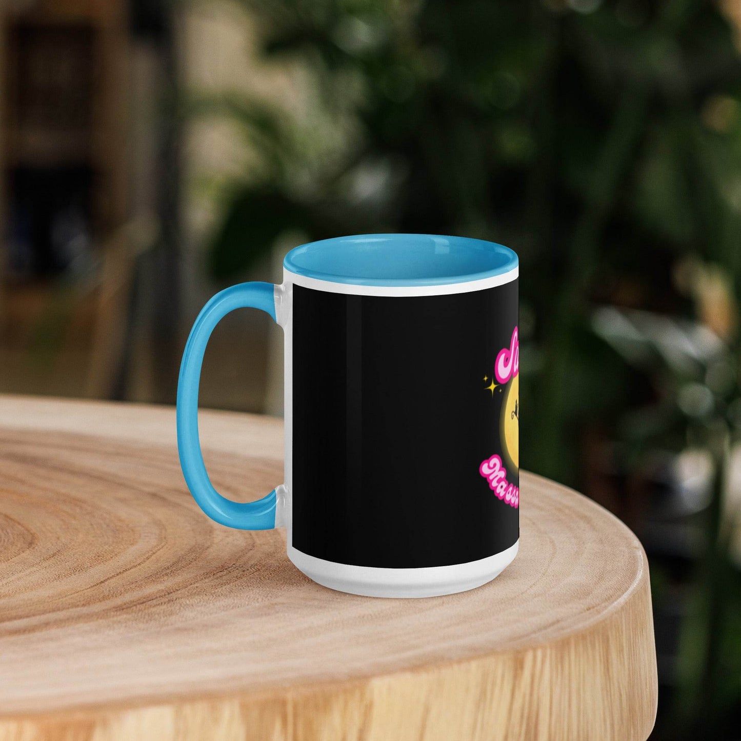 Barbie Inspired Salem Witch Flying with Black Cat Mug with Color Inside - Winter Island Trading Co.
