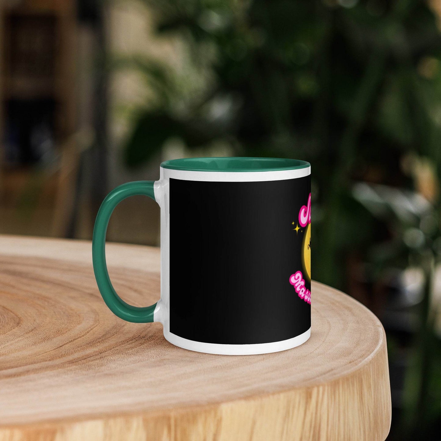 Barbie Inspired Salem Witch Flying with Black Cat Mug with Color Inside - Winter Island Trading Co.