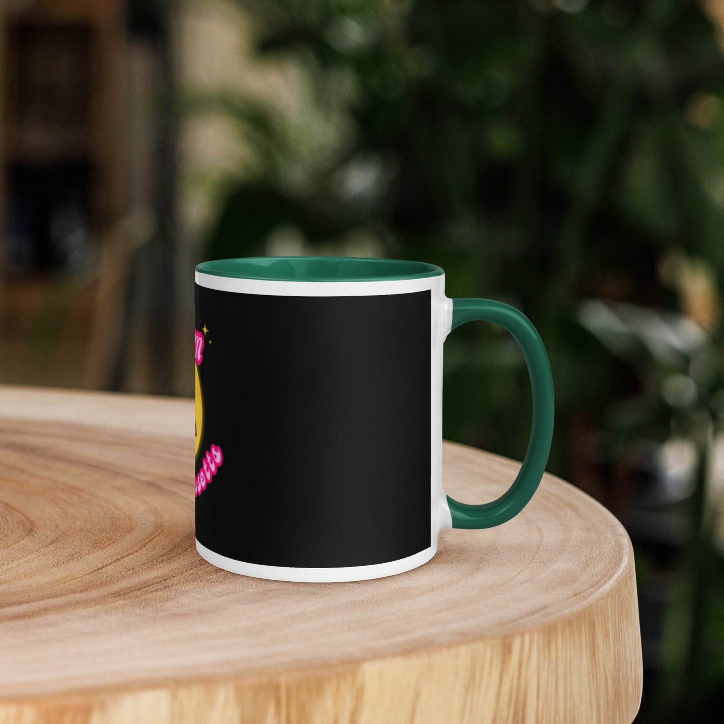 Barbie Inspired Salem Witch Flying with Black Cat Mug with Color Inside - Winter Island Trading Co.