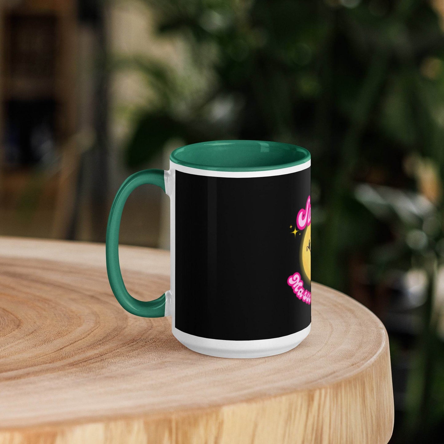 Barbie Inspired Salem Witch Flying with Black Cat Mug with Color Inside - Winter Island Trading Co.