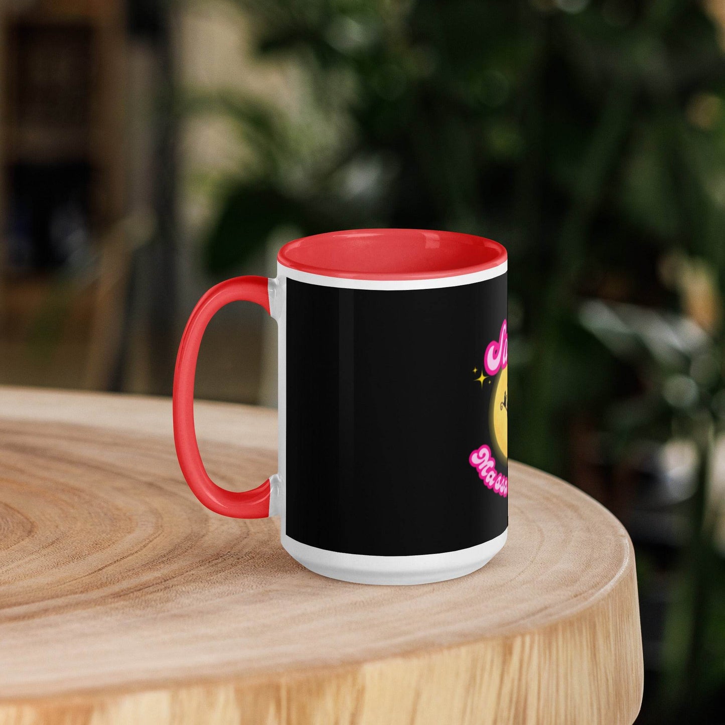 Barbie Inspired Salem Witch Flying with Black Cat Mug with Color Inside - Winter Island Trading Co.