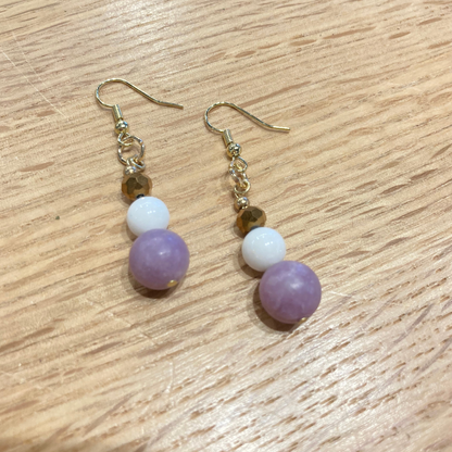 Amethyst & White Quartz Drop Earrings