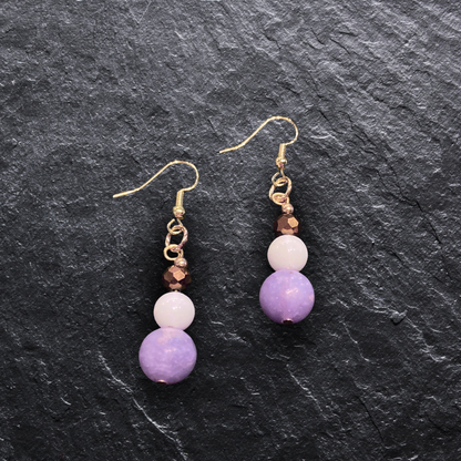 Amethyst & White Quartz Drop Earrings