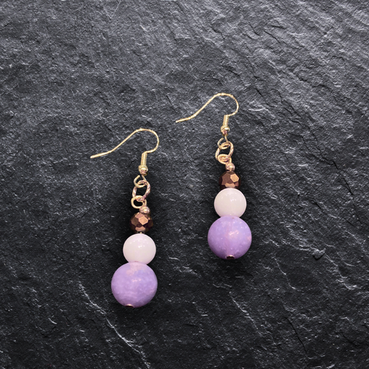 Amethyst & White Quartz Drop Earrings