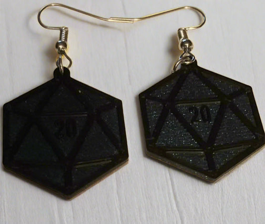 Dungeons and Dragons Dice Black earrings