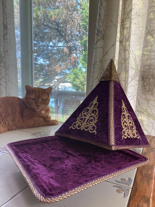 Vintage Moroccan Decorative Display Tagine – Purple Velvet & Metal