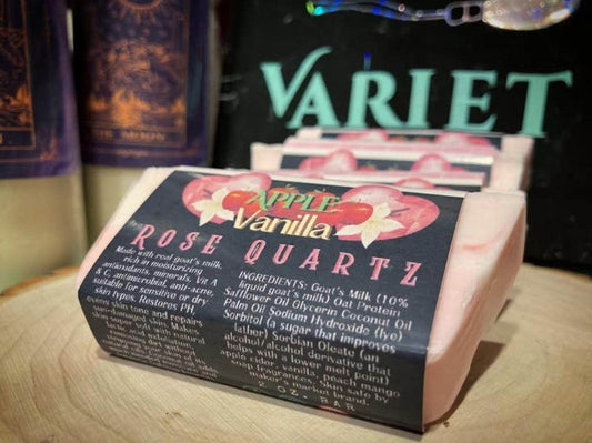 Rose Quartz ~ Apple, Vanilla, French Clay, Cocoa & Shea Goat's Milk Soap Bar - Winter Island Trading Co.