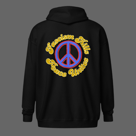 Fascism Kills Peace Unites Unisex heavy blend zip hoodie