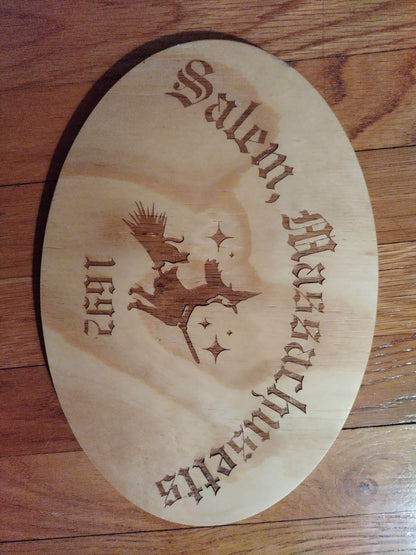 Oval Wood Witch Sign Various Colors - Winter Island Trading Co.