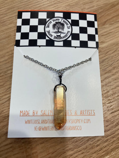 Aura Quartz Point Silver Necklace