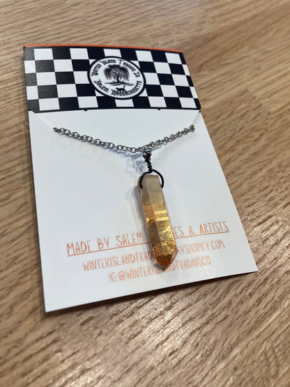 Aura Quartz Point Silver Necklace