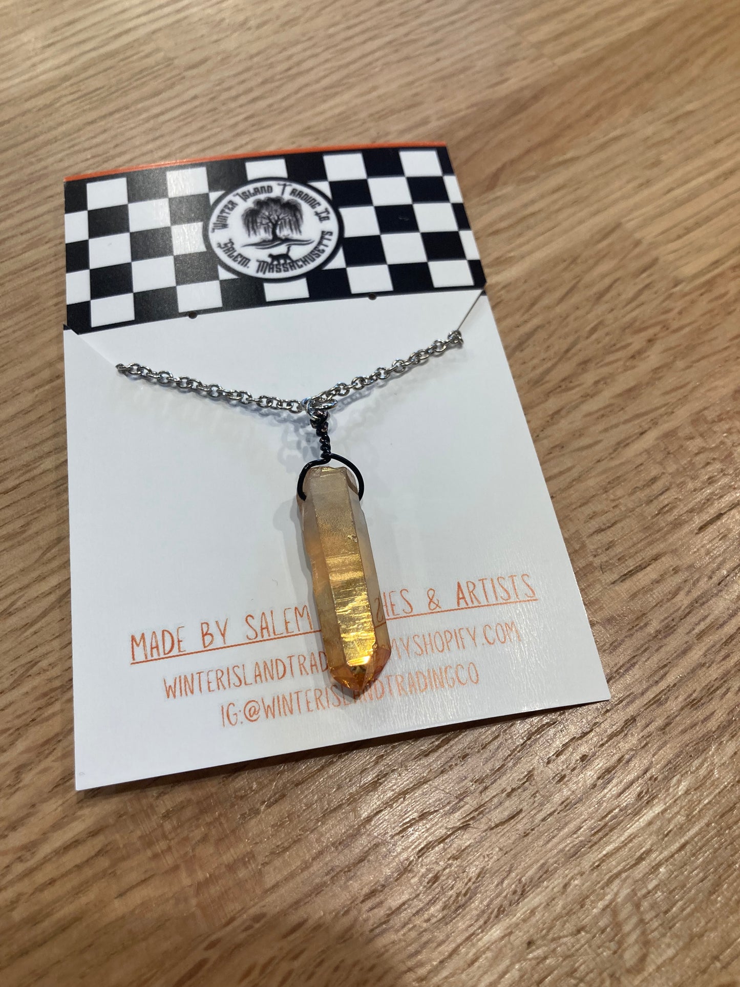 Aura Quartz Point Silver Necklace