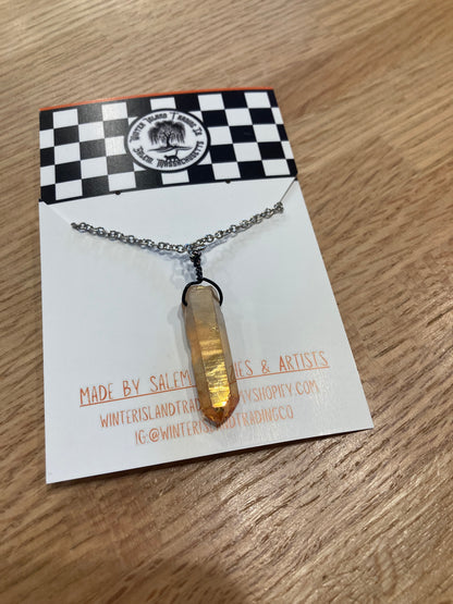 Aura Quartz Point Silver Necklace