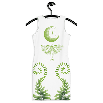 Moth Moon & Fern White Summer Bodycon dress - Winter Island Trading Co.