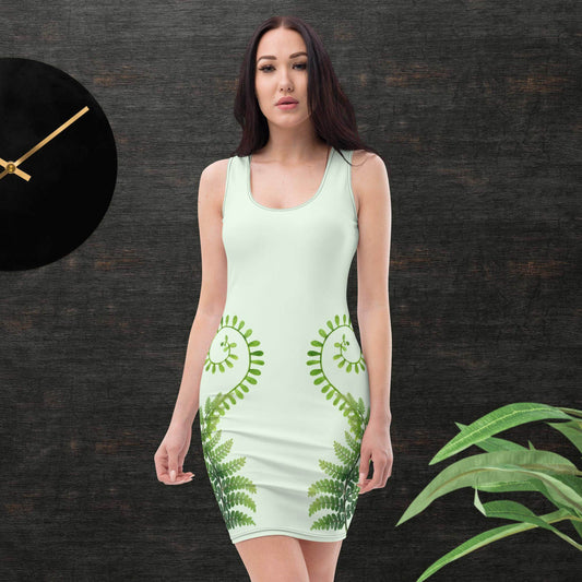 Moon, Moth & Ferns Mint Green Bodycon dress - Winter Island Trading Co.