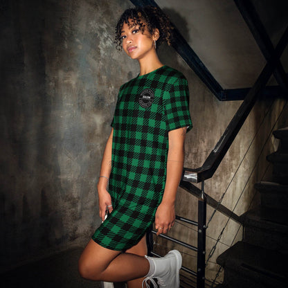 WITC Plaid Green Oversized T-shirt dress, Sleep Shirt, Beach Dress - Winter Island Trading Co.