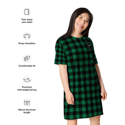 WITC Plaid Green Oversized T-shirt dress, Sleep Shirt, Beach Dress - Winter Island Trading Co.